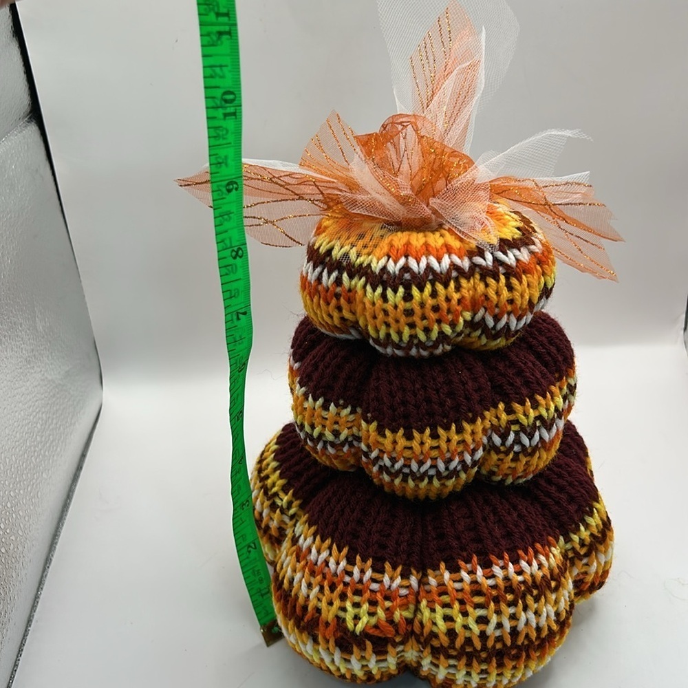 Handcrafted Multicolor Knit Pumpkin stack - Picture 7 of 9